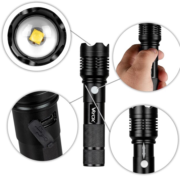 Vayox lukturis XHP50 800lm USB-C VA0116