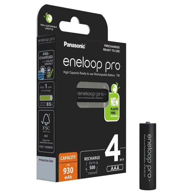 Panasonic Eneloop PRO 950mAh AAA akumuliatorius, 4 vnt.