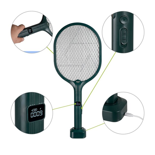 Vayox elektriskā kukaiņu lamatas 6xSMD 1200mAh IKV-957 Tum&scaron;i zaļ&scaron;