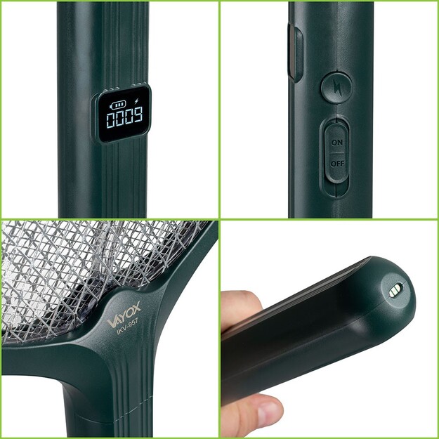 Vayox elektriskā kukaiņu lamatas 6xSMD 1200mAh IKV-957 Tum&scaron;i zaļ&scaron;