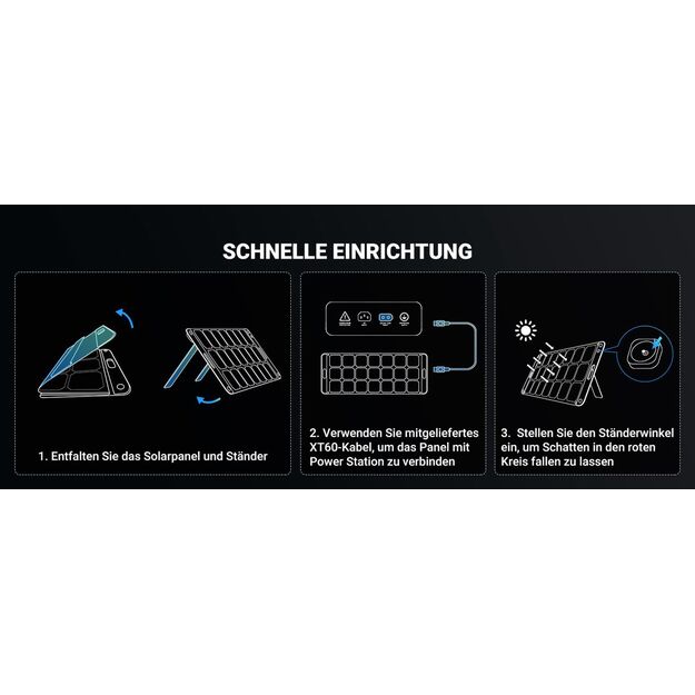 Складная солнечная панель UGREEN SC200 мощностью 200 Вт с разъемом XT60 для электростанций