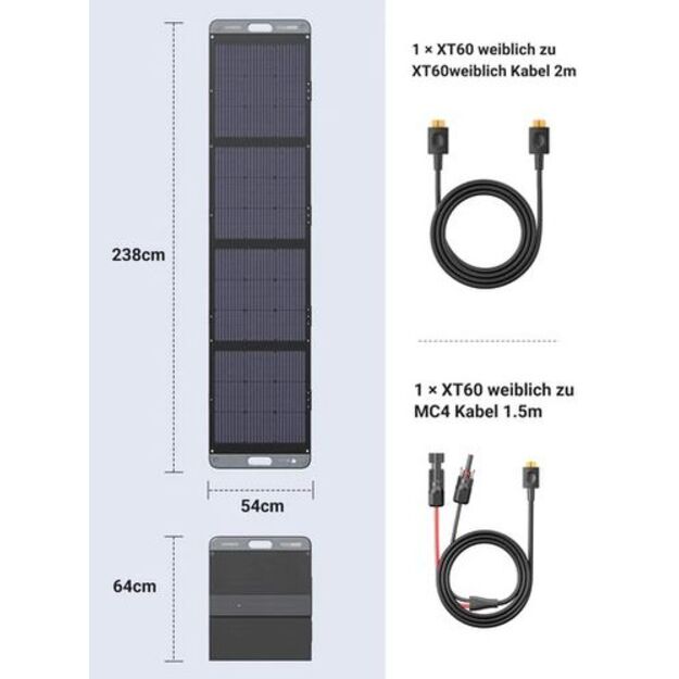 Складная солнечная панель UGREEN SC200 мощностью 200 Вт с разъемом XT60 для электростанций