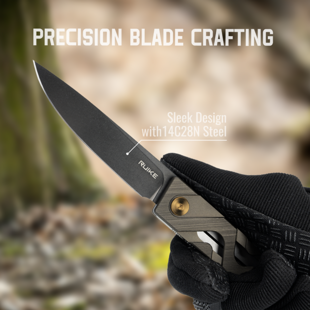 Ruike P878-AG green-silver folding knife