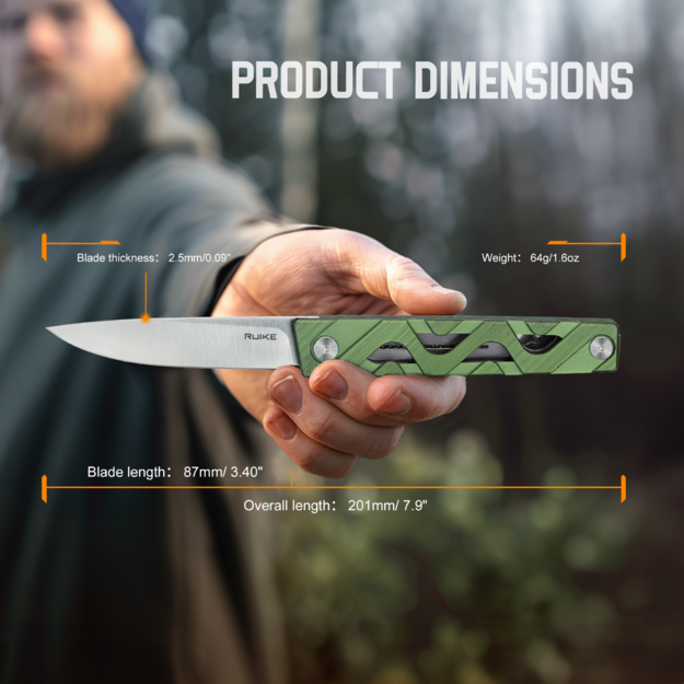 Ruike P878-AG green-silver folding knife