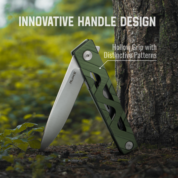 Ruike P878-AG green-silver folding knife