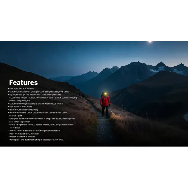 Nitecore NU25 MCT flashlight, 400 lumens