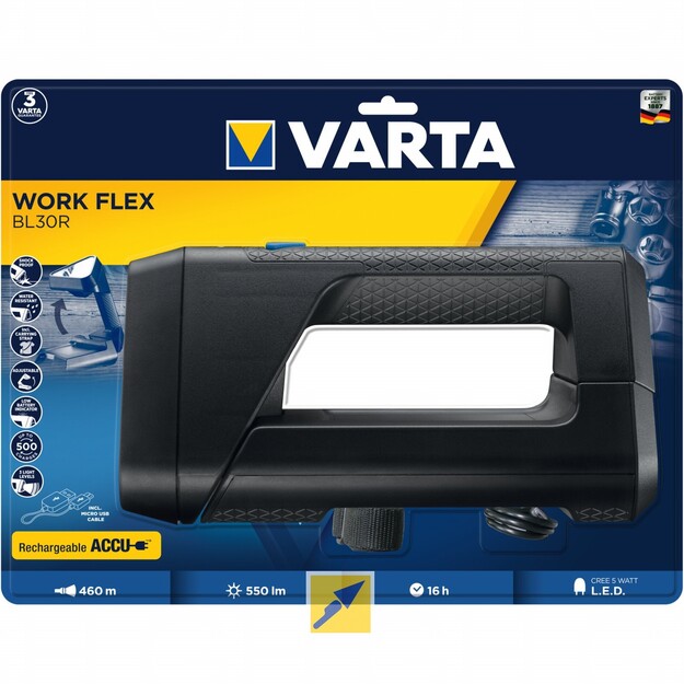 Pakraunamas ne&scaron;iojamas VARTA žibintas Work Flex BL30R 