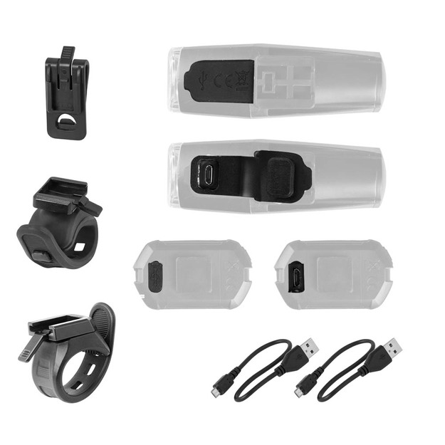 Priek&scaron;ējo lukturu komplekts FORCE VARIO 500LM + 25LM, USB