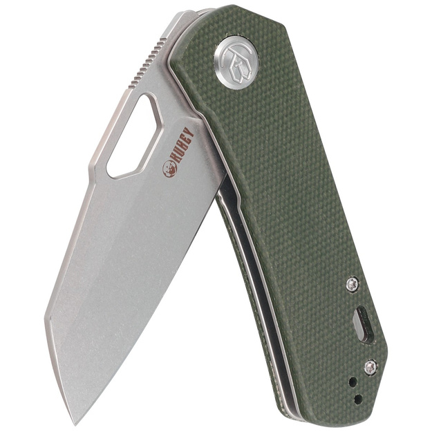 Kubey Duroc folding knife, Green Micarta, AUS-10 by Colin Maisonpierre (KU332L)