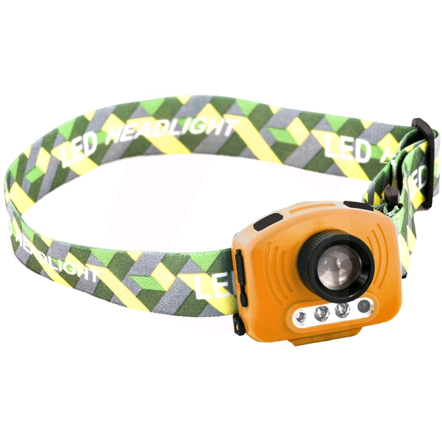 Galvas lukturītis 3W ar kustības sensoru, oranžs