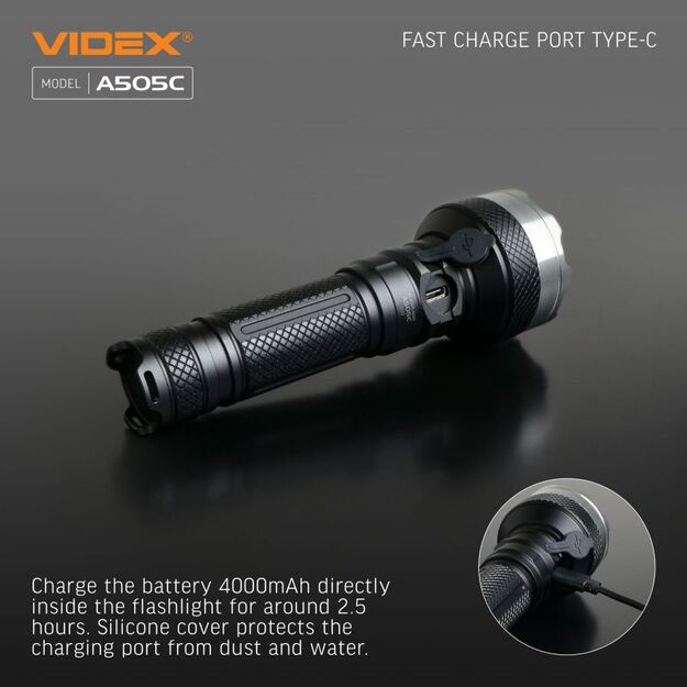 Flashlight VIDEX VLF-A505C 5500lm 5000K