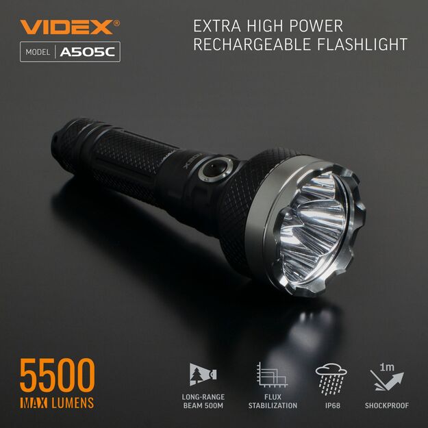 Flashlight VIDEX VLF-A505C 5500lm 5000K