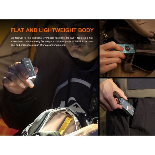 Fenix E06R Lukturītis: Balta + UV + Lāzera Gaisma, Balts