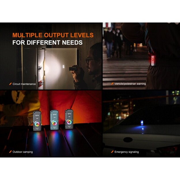 Fenix E06R Lukturītis: Balta + UV + Lāzera Gaisma, Balts