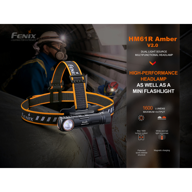 Fenix HM61R Amber V2.0 Lukturītis