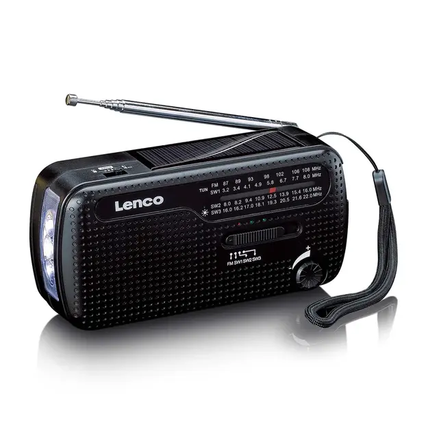 Lenco pārnēsājams avārijas uzlādējams radio FM/SW, melns MCR-113BK