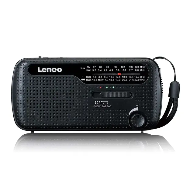 Lenco pārnēsājams avārijas uzlādējams radio FM/SW, melns MCR-113BK