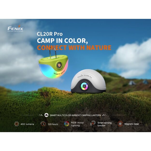 Fenix ​​​​​​CL20R Pro LED kempinga lukturis zaļ&scaron;