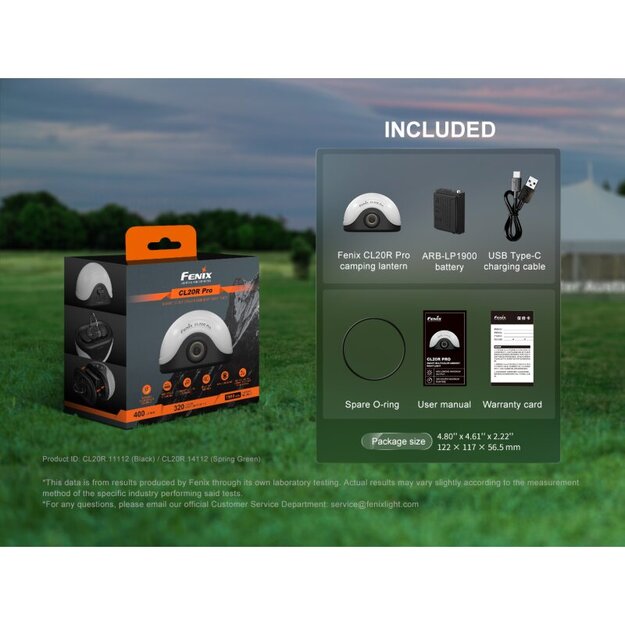 Fenix ​​​​​​CL20R Pro LED kempinga lukturis zaļ&scaron;