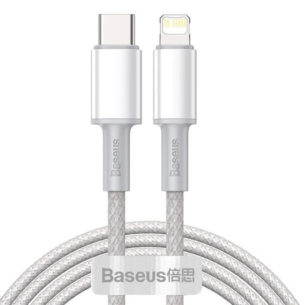 USB-C to Lightning Baseus High Density Braided Cable, 20W, PD, 2m (white)