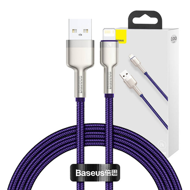 USB cable for Lightning Baseus Cafule, 2.4A, 1m (purple)