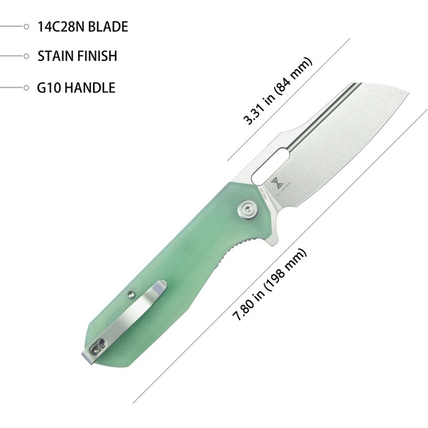 Складной нож Kubey Atlas Jade G10, Satin 14C28N от Jelly Jerry (KU328I)