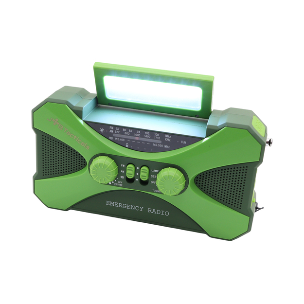 Avārijas radio ar lukturi, LED lampu, SOS un 10000mAh ārējo akumulatoru &ndash; zaļ&scaron;