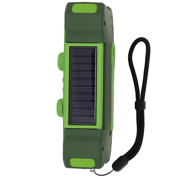 Avārijas radio ar lukturi, LED lampu, SOS un 10000mAh ārējo akumulatoru &ndash; zaļ&scaron;