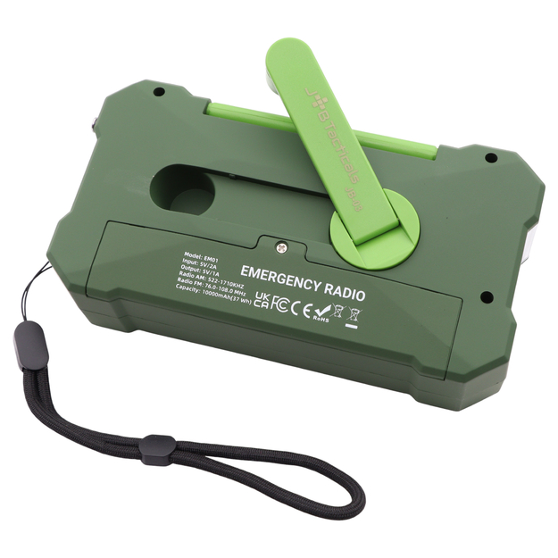 Avārijas radio ar lukturi, LED lampu, SOS un 10000mAh ārējo akumulatoru &ndash; zaļ&scaron;