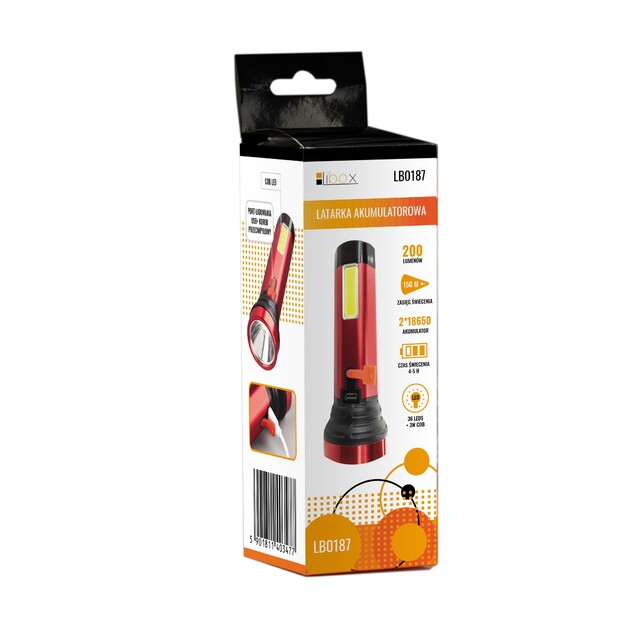 Alumīnija uzlādējams lukturis COB + LED