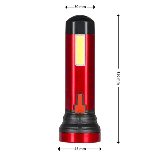 Alumīnija uzlādējams lukturis COB + LED