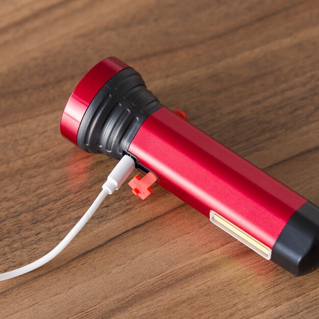 Alumīnija uzlādējams lukturis COB + LED