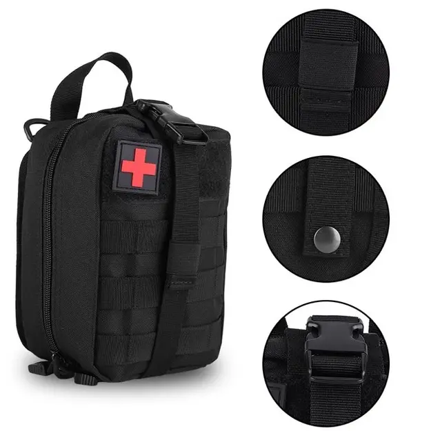Taktiskā pirmās palīdzības aptieciņas soma ar MOLLE sistēmu, stiprināma pie jostas