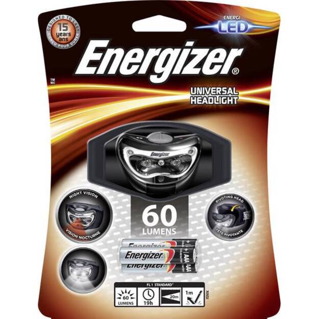 Energizer universāla 3 LED lukturis uz galvas