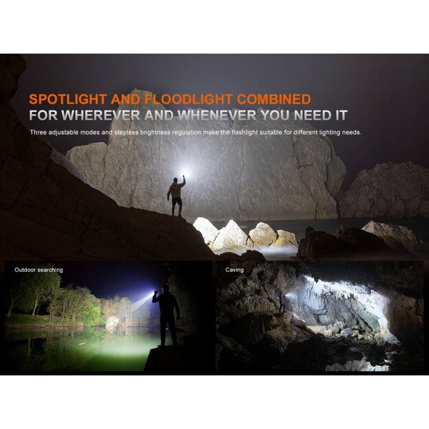 Fenix LR35R Pro LED lukturis ar baltu, sarkanu un UV gaismu