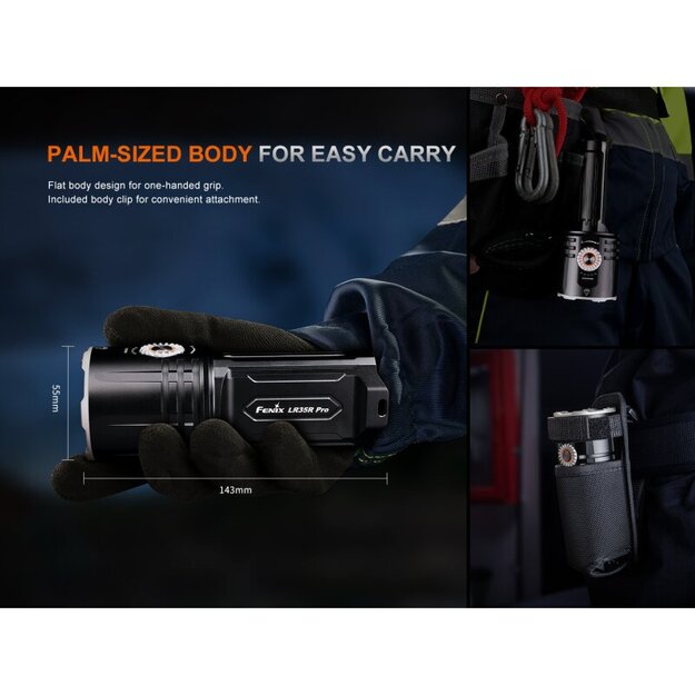 Fenix LR35R Pro LED lukturis ar baltu, sarkanu un UV gaismu