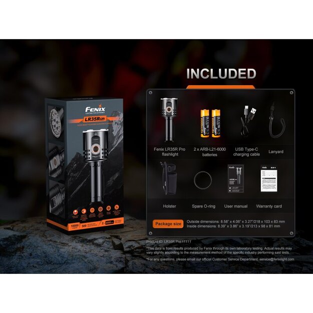 Fenix LR35R Pro LED lukturis ar baltu, sarkanu un UV gaismu