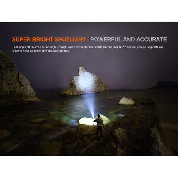 Fenix LR35R Pro LED lukturis ar baltu, sarkanu un UV gaismu