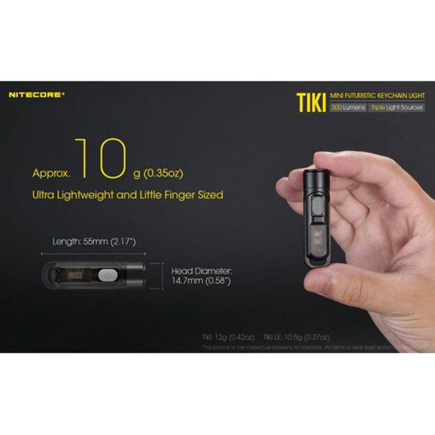 Nitecore TIKI 300 Lm + 365nm UV gaisma