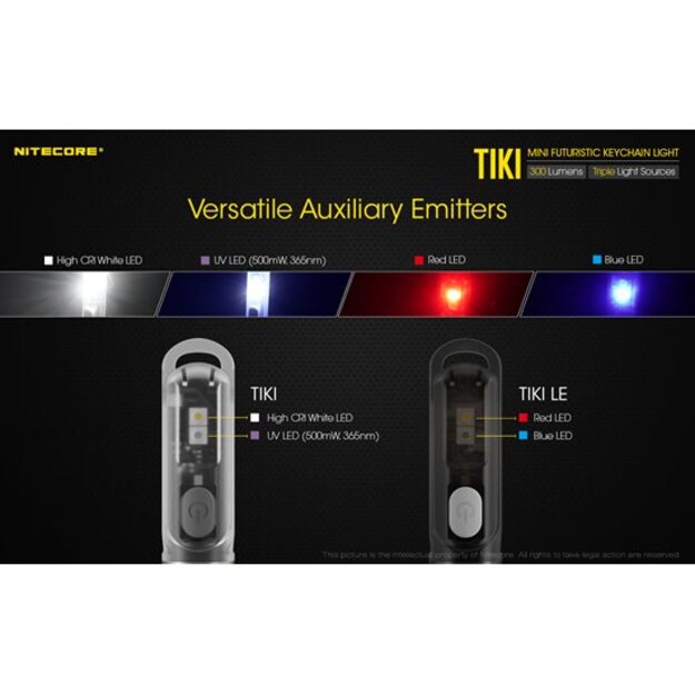 Nitecore TIKI 300 Lm + 365nm UV gaisma