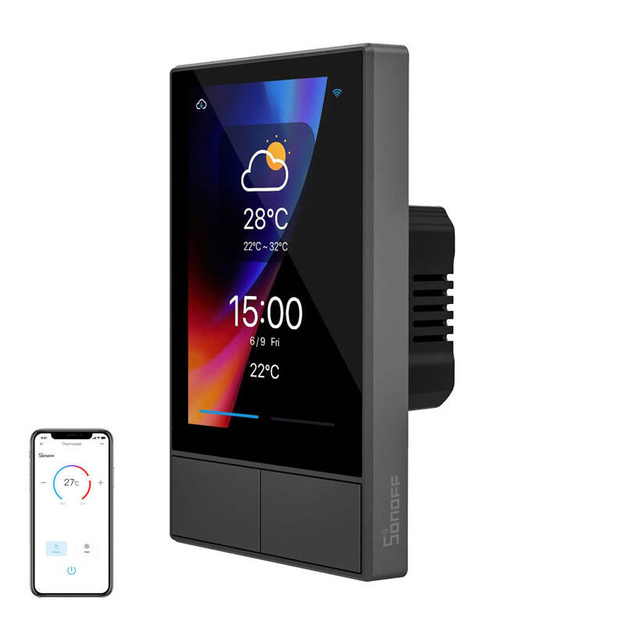 Viedais WiFi vadības panelis SONOFF NSPanel (melns, 120 mm)