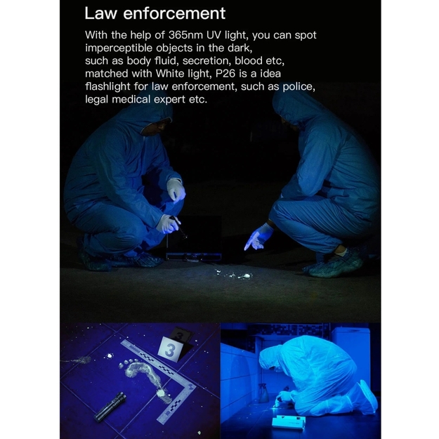 Wuben P26 lukturis 500lm ar UV 365nm 2W gaismu