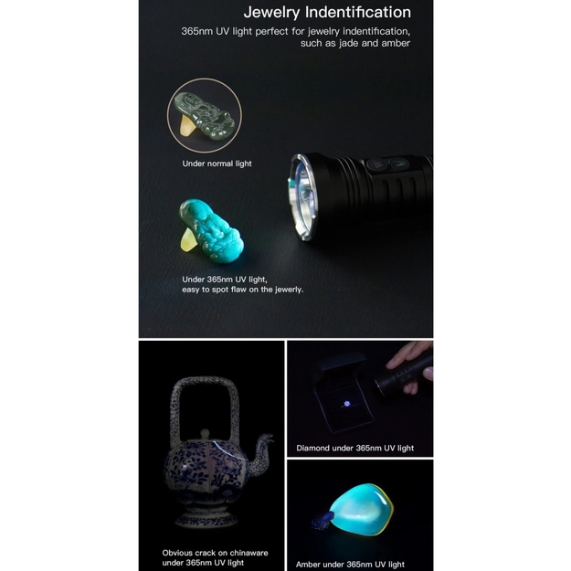 Wuben P26 lukturis 500lm ar UV 365nm 2W gaismu