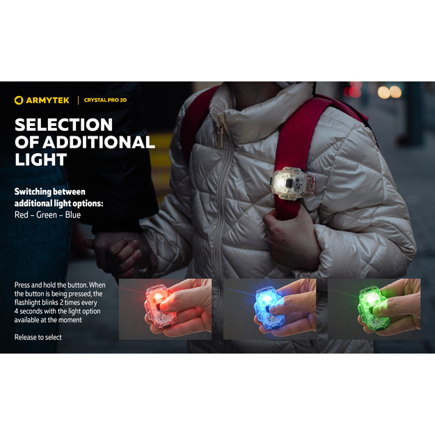 Armytek Crystal Pro 3D sarkans universāls lukturītis F10101R