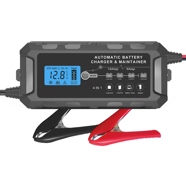 Everpower 12V 10A viedais akumulatoru lādētājs ar LCD displeju
