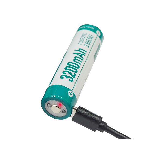 Uzlādējams litija jonu akumulators Keeppower ICR18650-320PCM, 3200mAh ar USB-C (P1832TC)