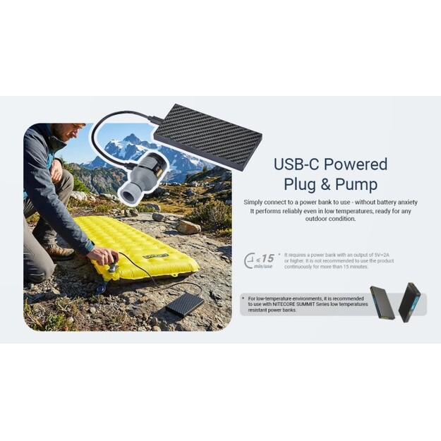 Nitecore AP01 elektriskais mini sūknis (kompresors), USB-C