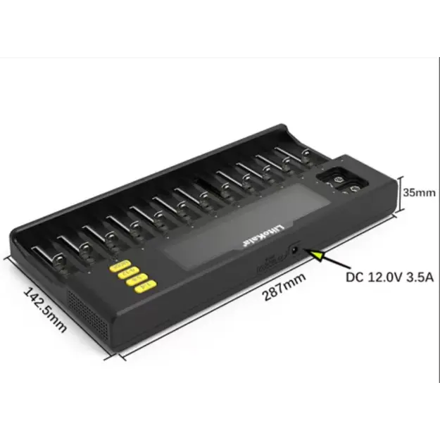 Universāls 12 kanālu akumulatoru lādētājs LiitoKala Lii-S12 ar LCD displeju