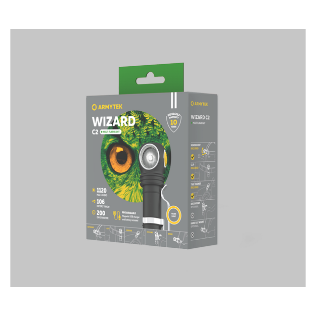 Armytek Wizard C2 Magnet USB flashlight, warm white PCB