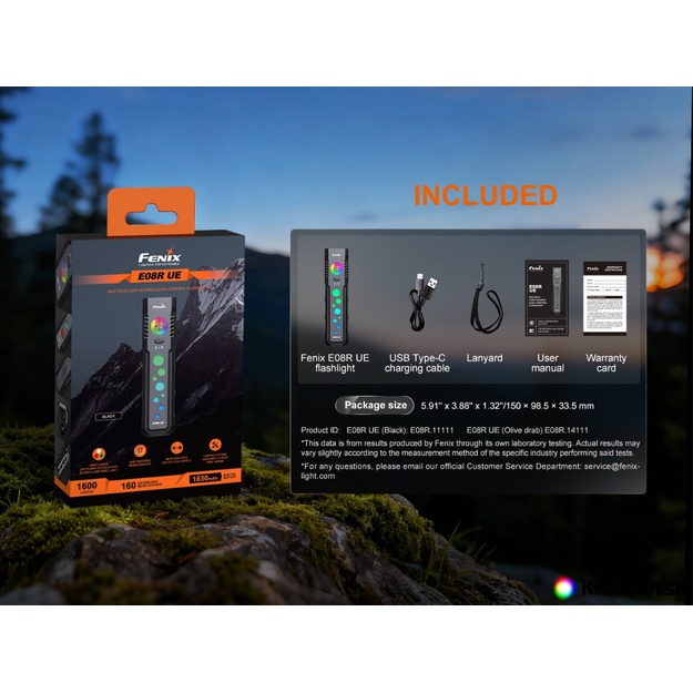 Fenix E08R UE EDC kabatas lukturis, black